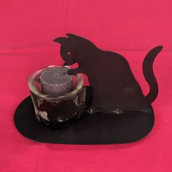 For Kitty Rescue! Vintage Metal Mama Kitty & Kittens Votive Candle Holder - Picture 16 of 16